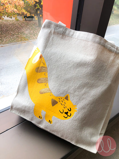 Wraparound Tabby Cat Canvas Tote