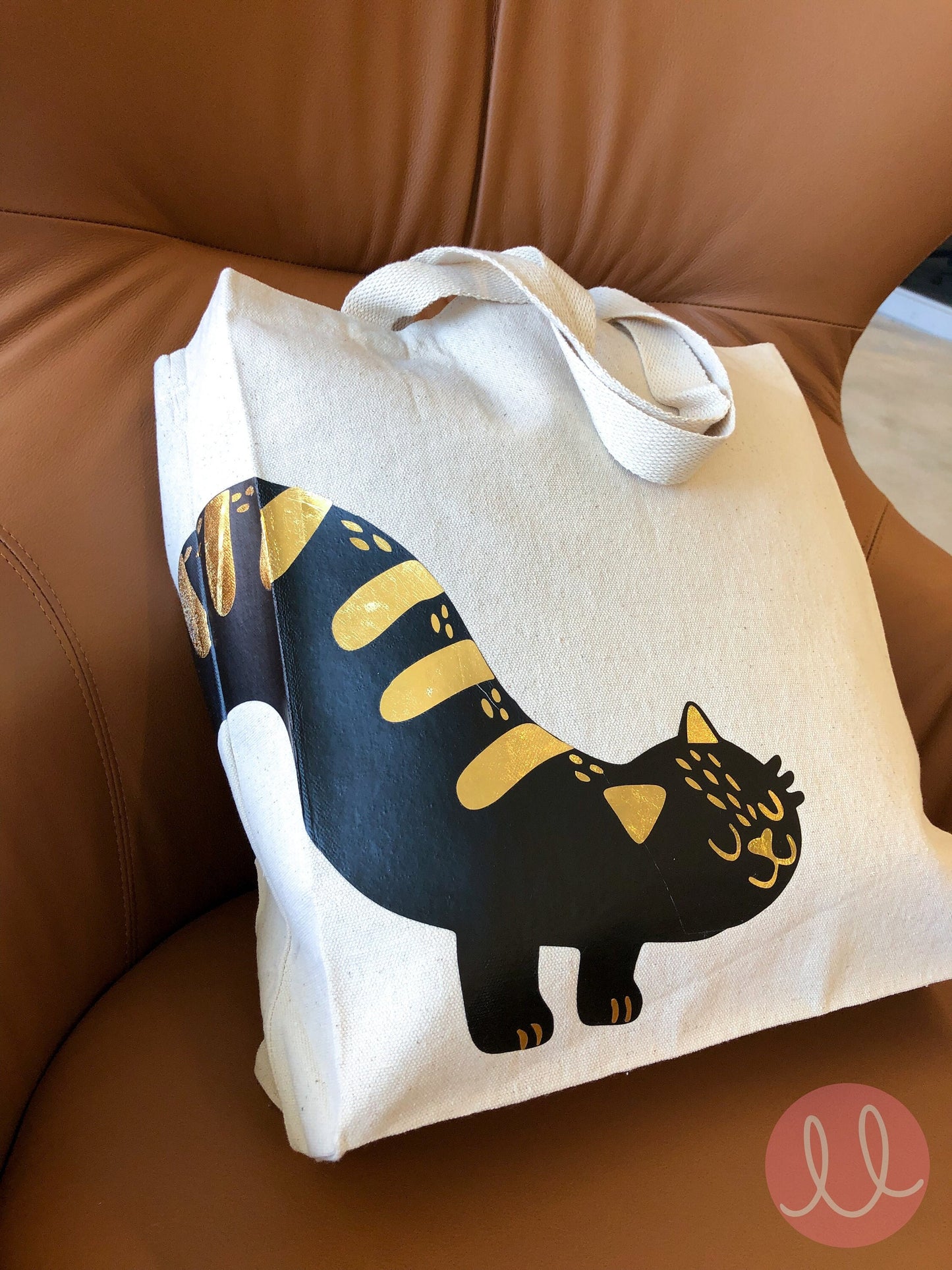 Wraparound Black Cat Canvas Tote