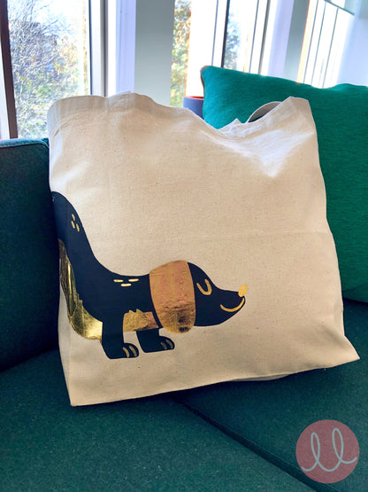 Wraparound Black Dog Canvas Tote