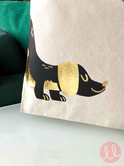 Wraparound Black Dog Canvas Tote